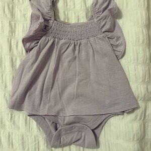 Lavender Baby Romper with Ruffle Sleeves